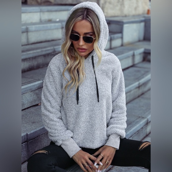 Drawstring Teddy Hoodie - Picture 1 of 4